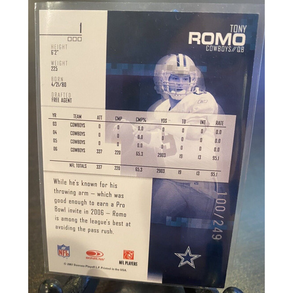 2007 Leaf Rookies and Stars Longevity Ruby #1‎ Tony Romo 100/249 Dallas Cowboys - Picture 2 of 2